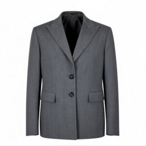 Kasper Blazer Women Size 12 Gray Red Pinstripe Houndstooth Flap Pockets Jacket